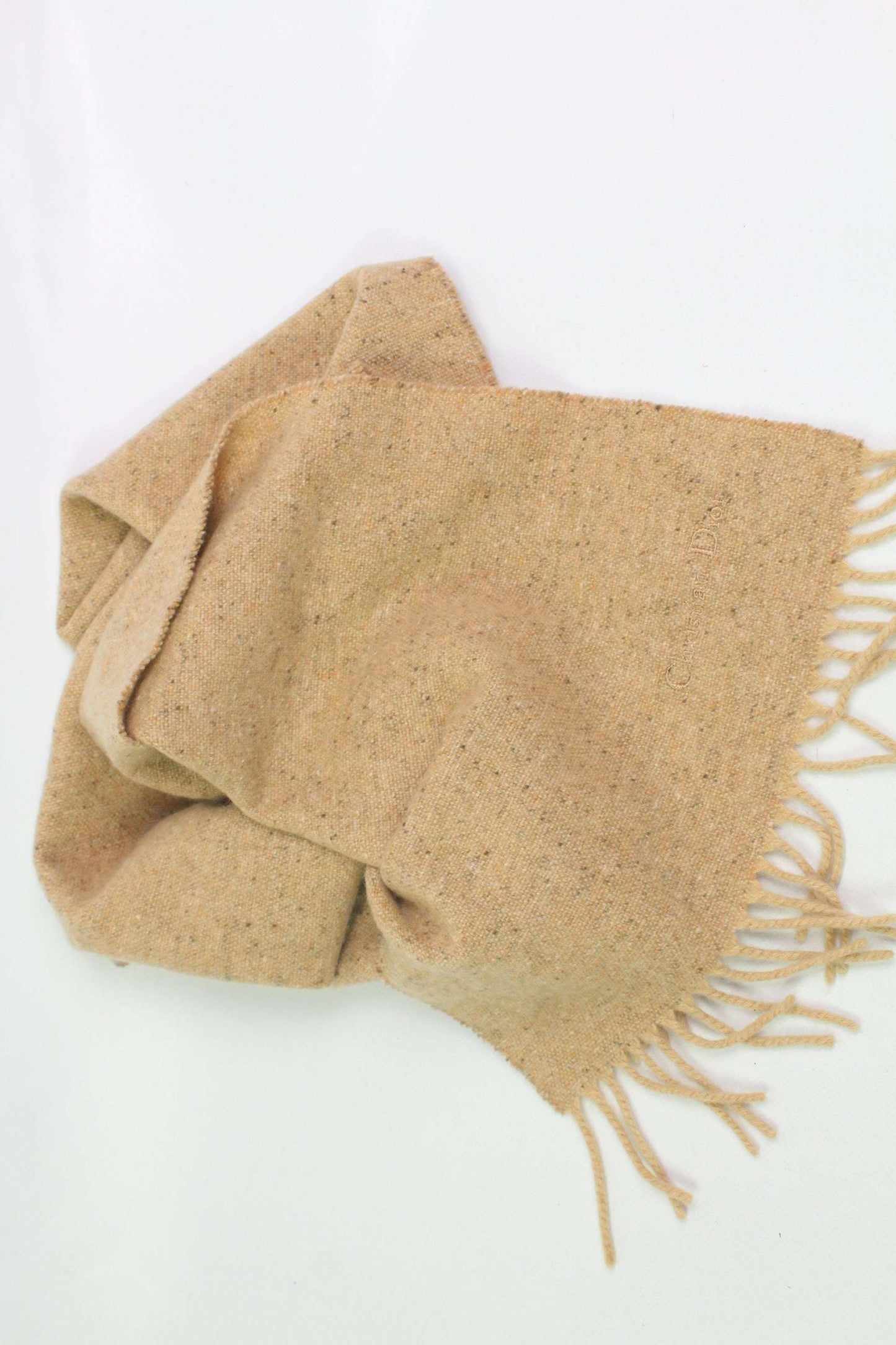 DIOR Muffler Beige Scarf, 9/10 Condition, Red and Black Details
