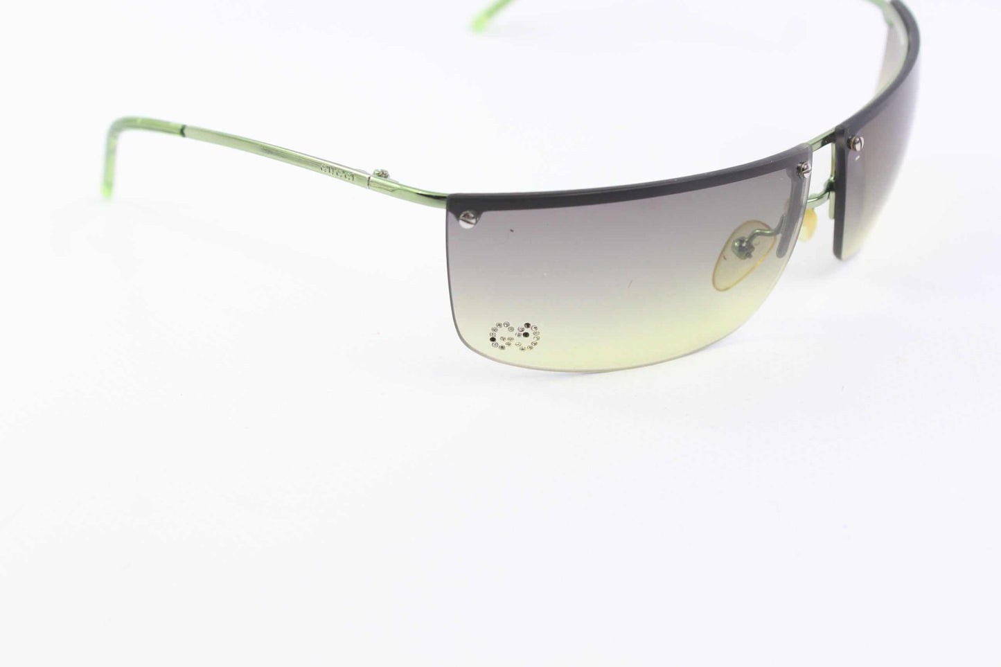 GUCCI Rhinestone Shades Green with gradient lenses.