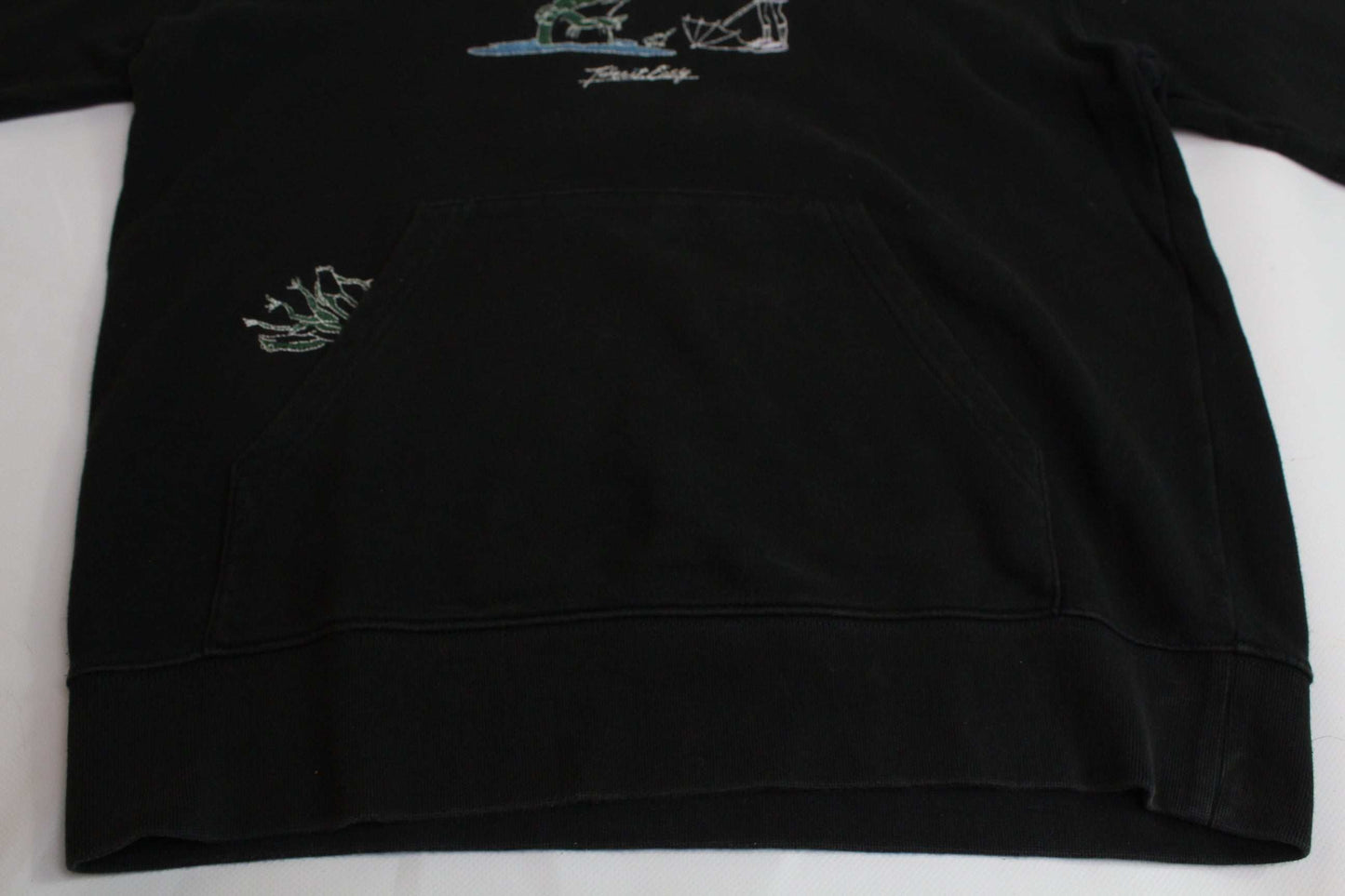LEFT ALONE Hoodie Black, medium size, black cotton with multicolor details, 8/10 condition.
