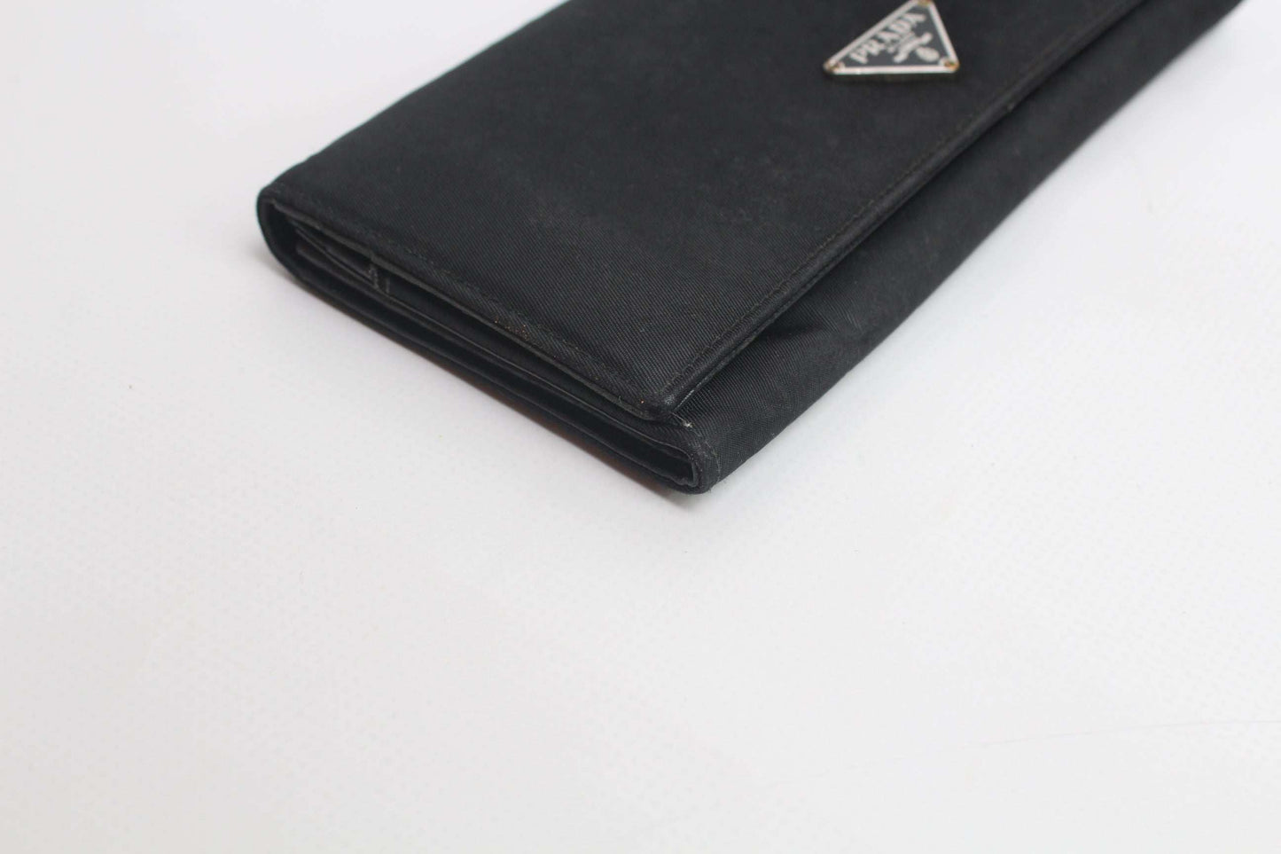 PRADA Longwallet Black, 21x10cm, black canvas with minor flaws, 8/10 condition.