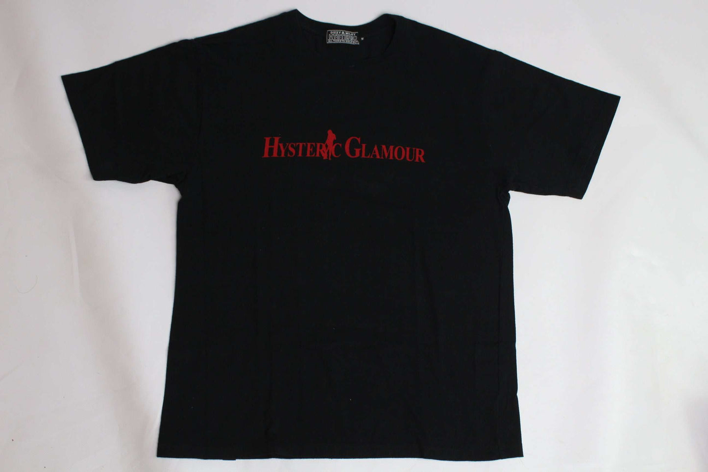 HYSTERIC GLAMOUR black T-shirt, size M, 100% cotton, red logo.