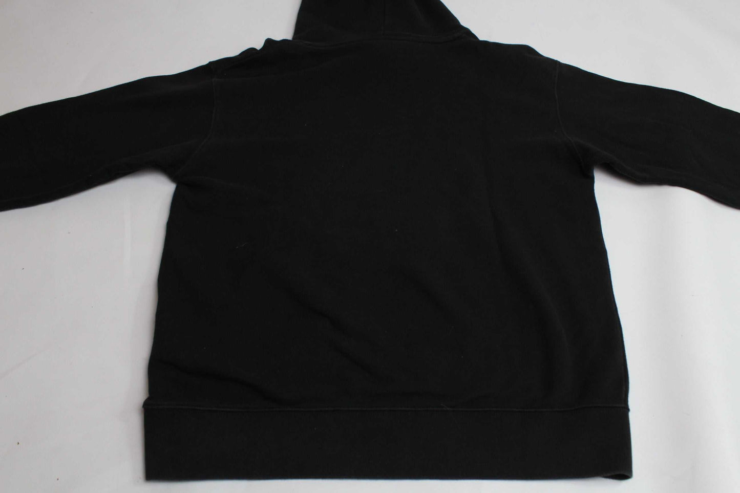 Black LEFT ALONE Hoodie, size M, 100% cotton, condition 8/10, with colorful details.