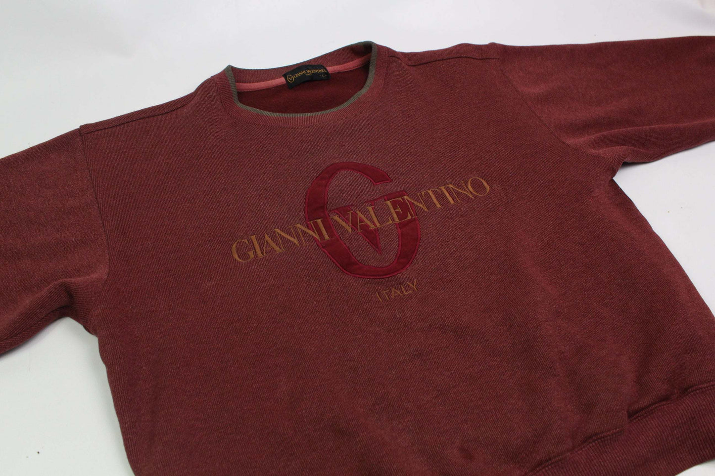 VALENTINO red sweater, medium size, with logo design, gently worn condition.