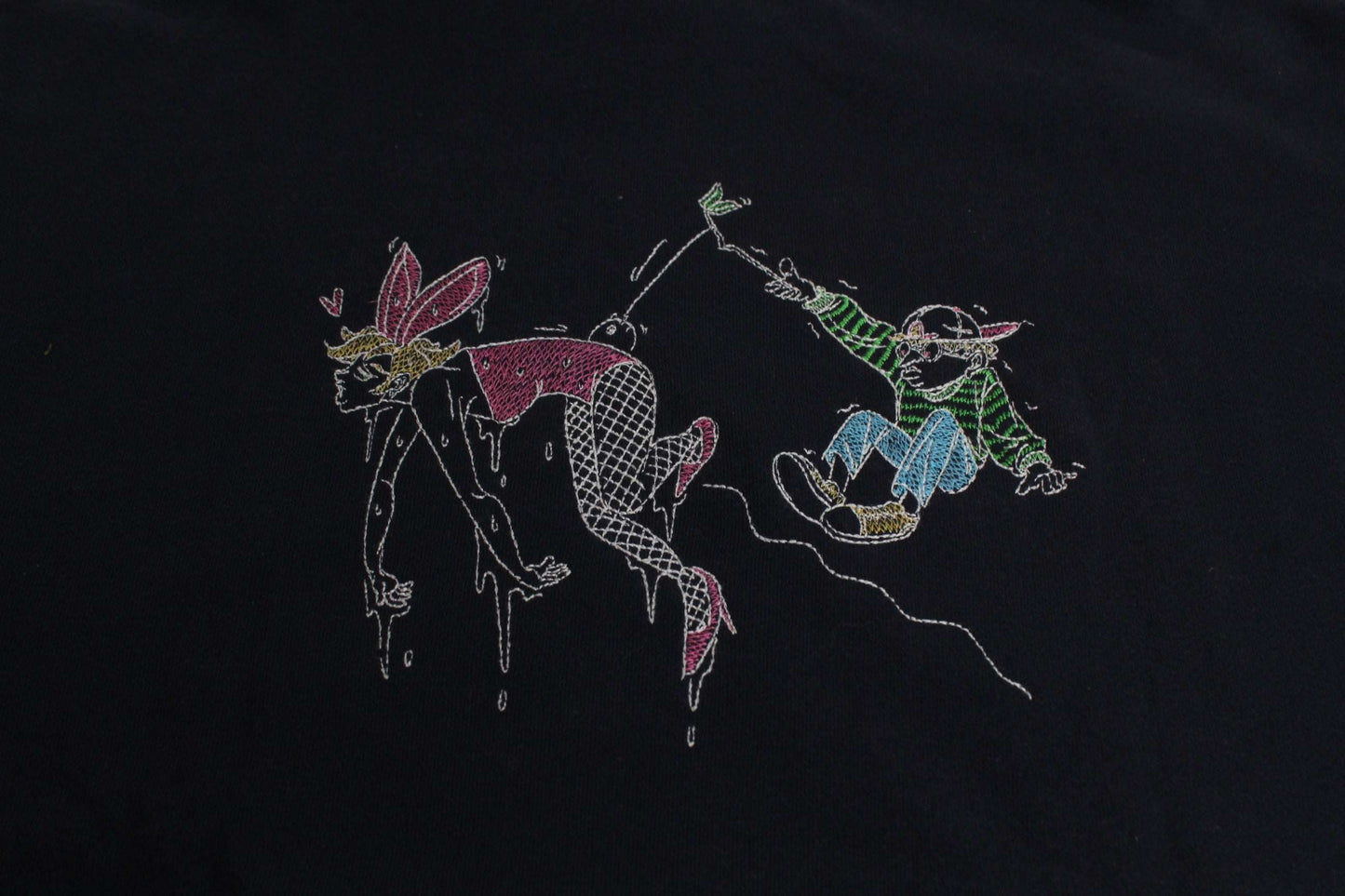 LEFT ALONE Hoodie Darkblue with unique embroidered design.
