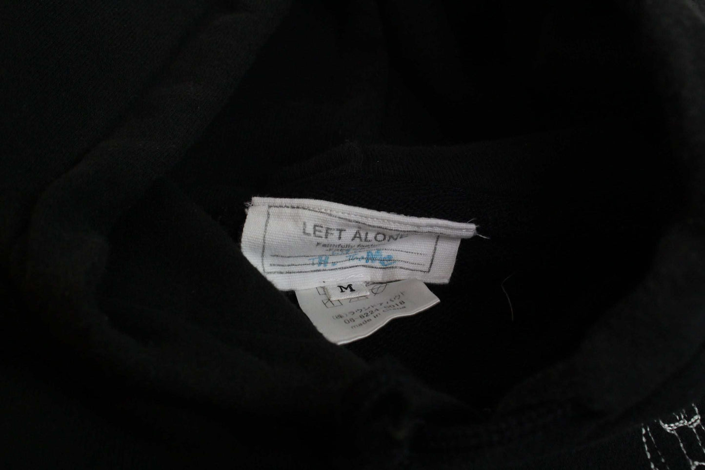 LEFT ALONE Hoodie Black, size M, 100% cotton, black multicolored, rating 8/10.