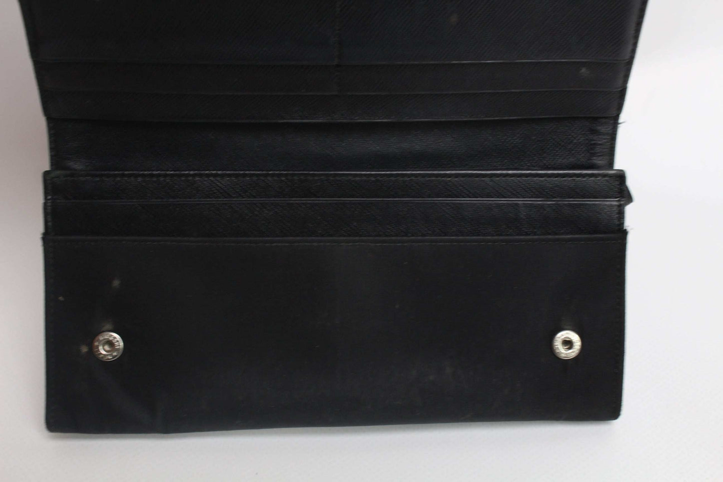 PRADA Longwallet Black, 21x10 cm, black canvas, condition 8/10 with minor flaws.