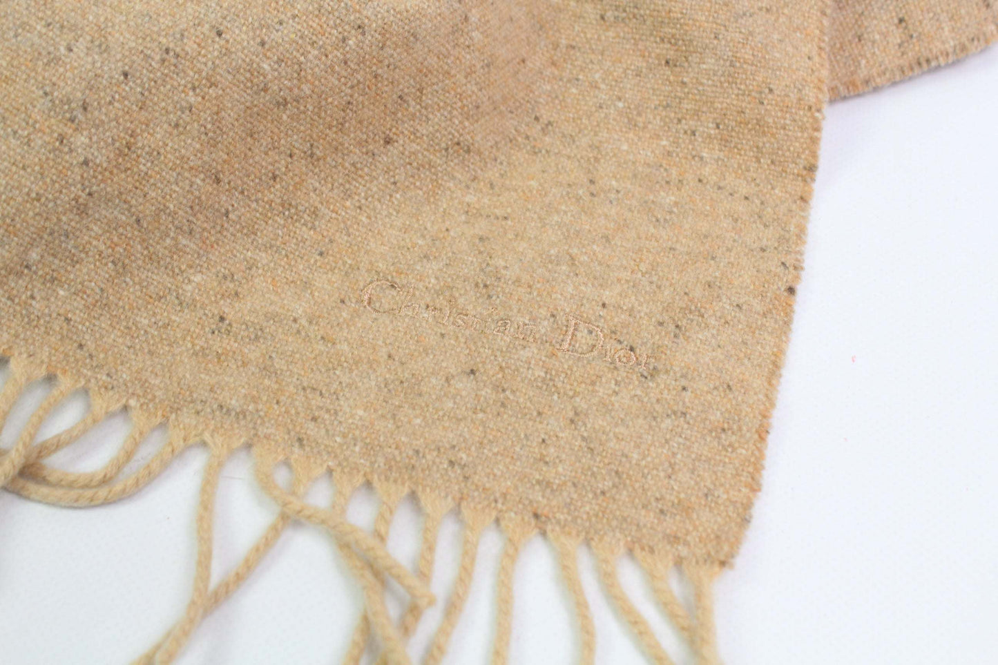 DIOR Muffler Beige with fringe detailing.