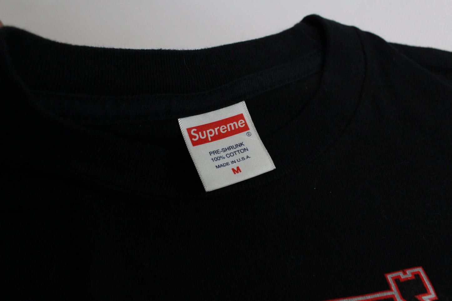 SUPREME 21FW Multi Logo T-shirt, black with colorful logos, size M, 100% cotton, condition 8/10.