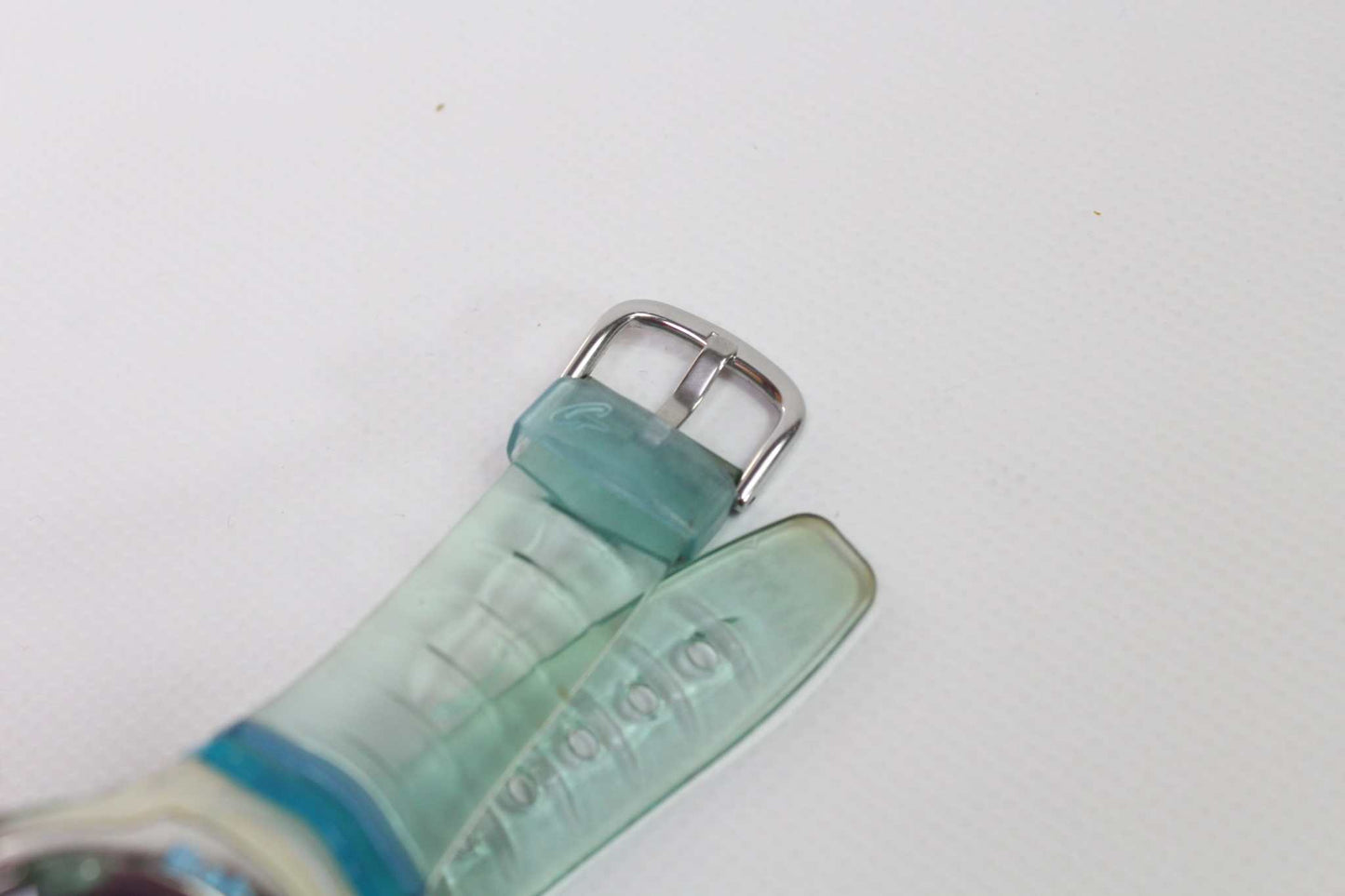 BABY-G Shock Blue watch strap with buckle, showing signs of wear.