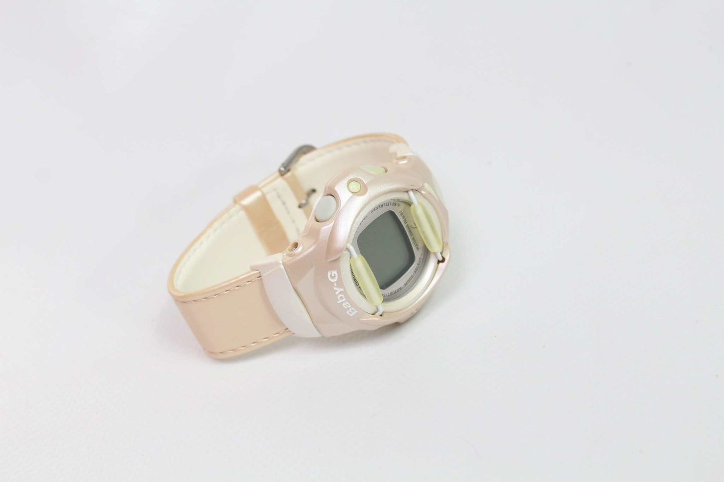 BABY-G Shock Rosa watch in light pink with signs of wear, onesize fits larger wrists.