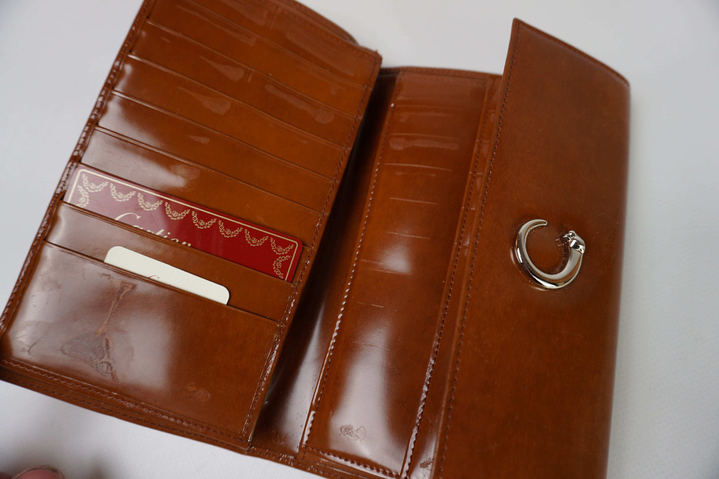 Cartier Leather Longwallet Brown, 21x10cm, elegant design, high-quality brown leather.