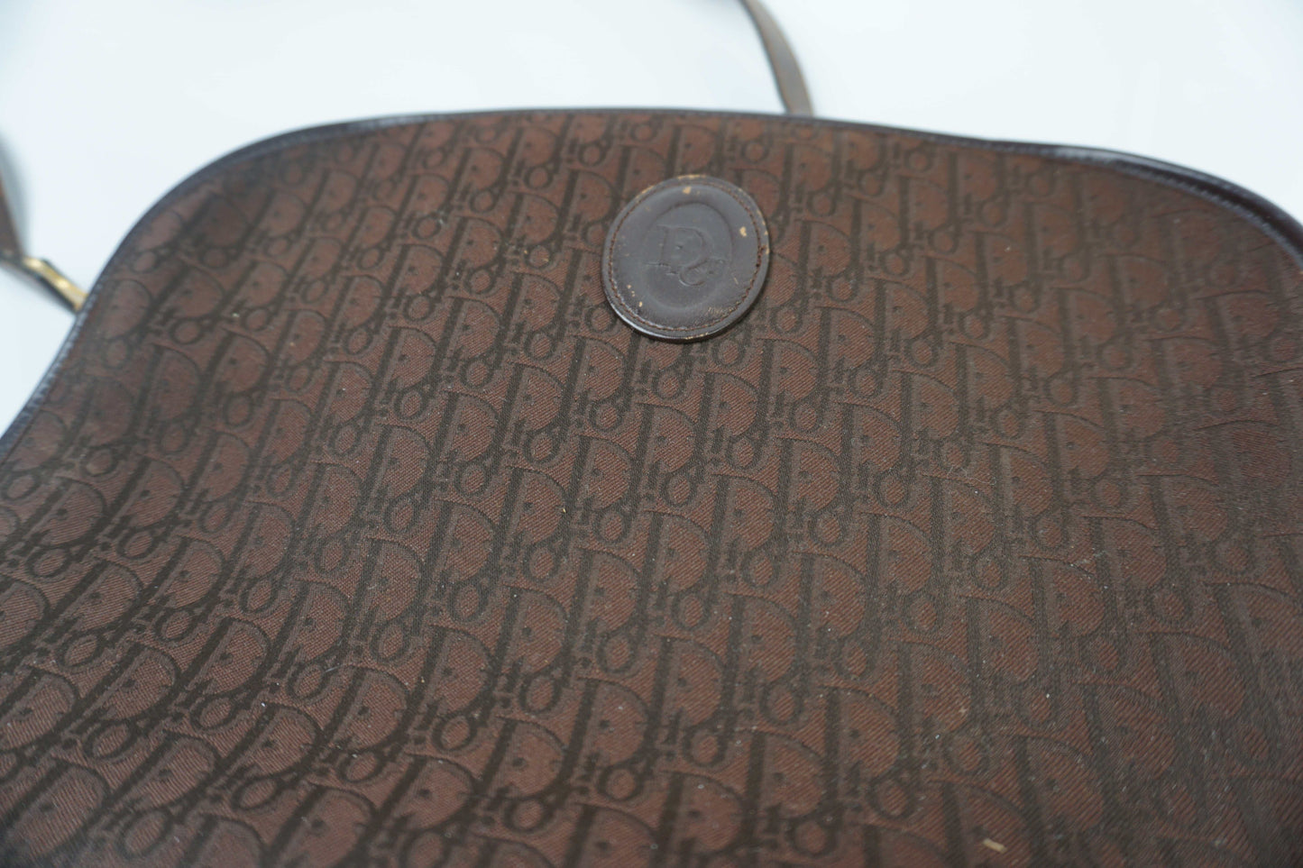 DIOR Vintage Sidebag with Brown Monogram Canvas Design, 27x20cm, Condition 8/10.