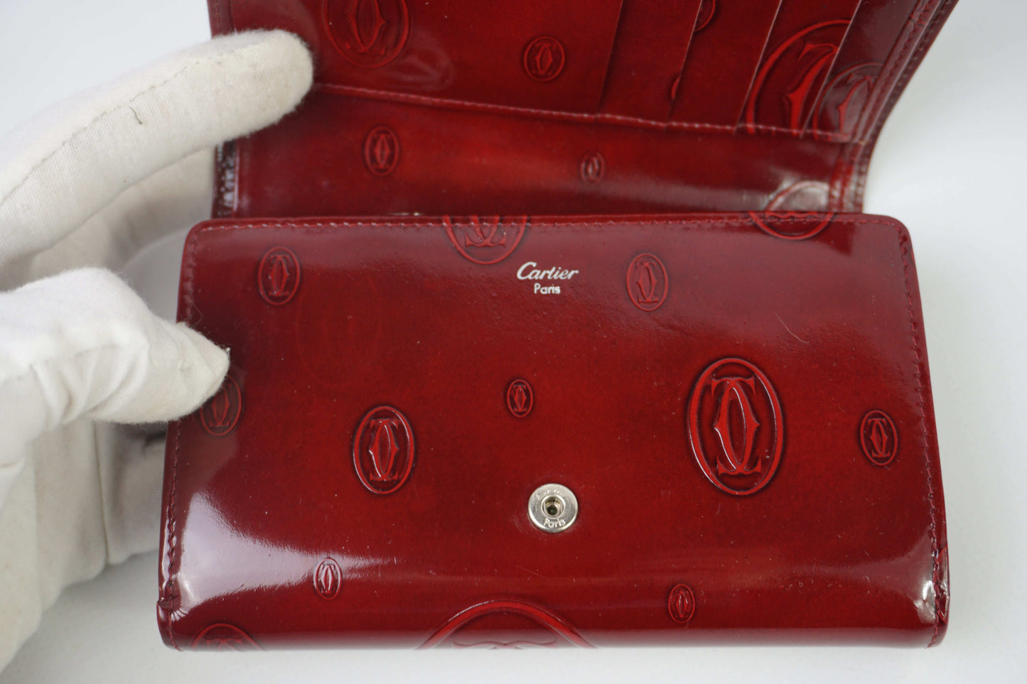 CARTIER Leather Longwallet Bordeaux, red leather, size 18x13cm.