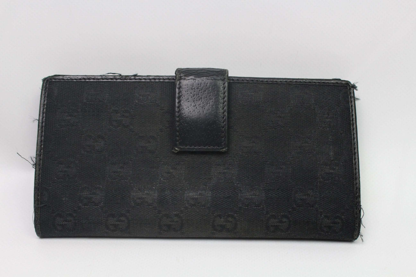 GUCCI Longwallet Black Monogram, 21x10cm, cotton material, black color.