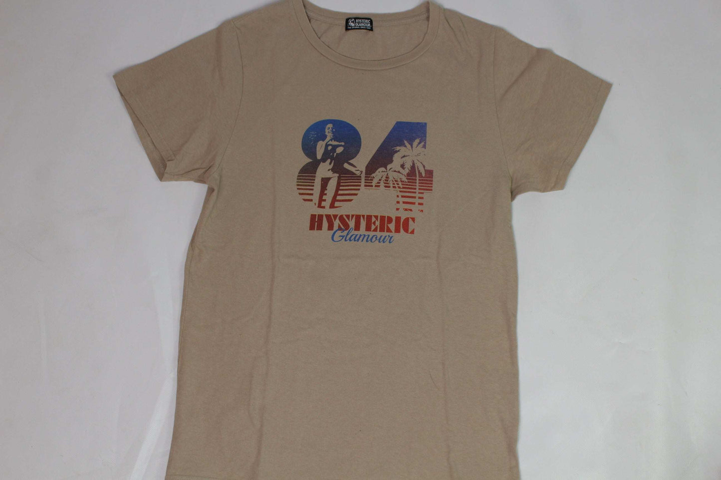 Beige HYSTERIC GLAMOUR T-shirt 84, size M, 100% cotton, condition 8/10.