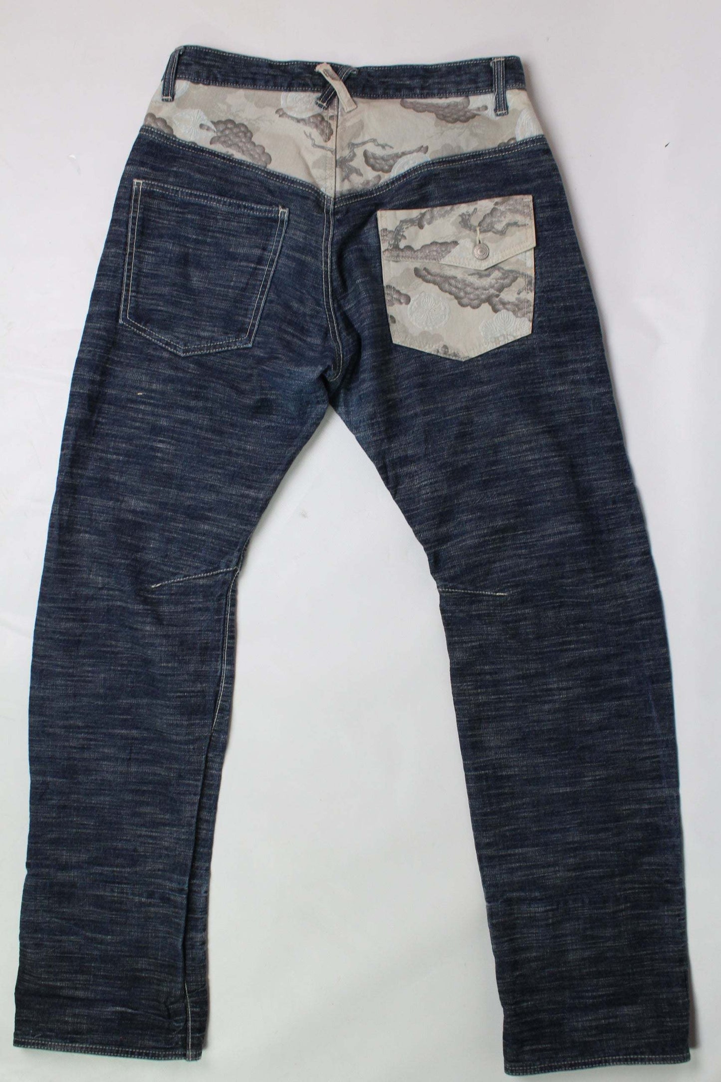 WILO KHAKIS Denim jeans, blue and beige, straight fit, size M, 100% cotton.