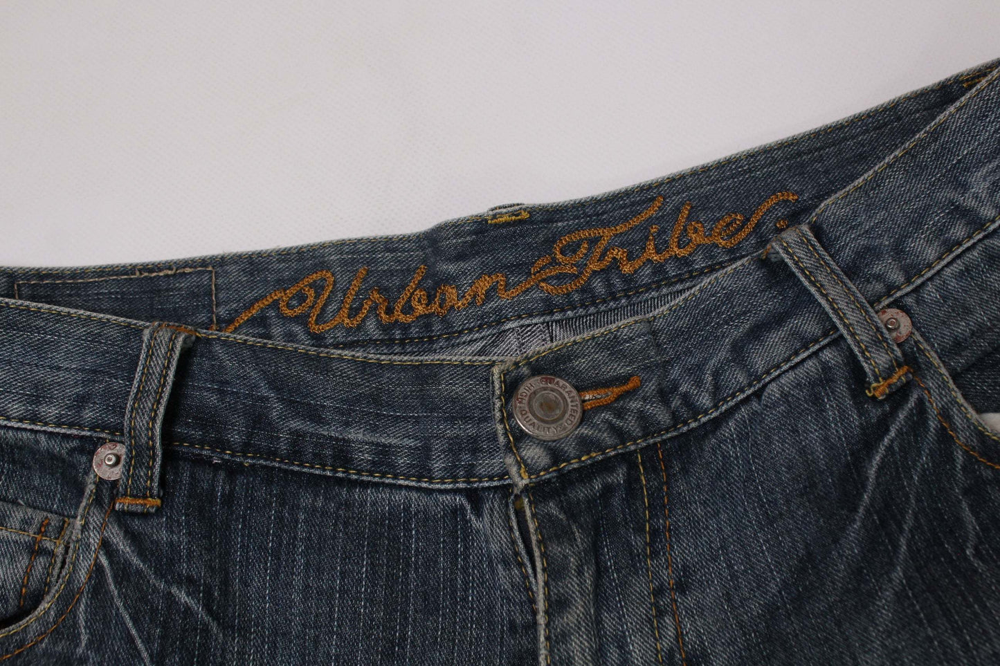URBAN FIBER Embroidery Denim jeans, size 4, baggy fit, blue color.