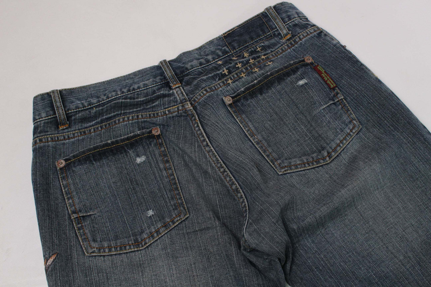 Baggy blue Urban Fiber embroidery denim jeans, size 4, 100% cotton, 8/10 condition.
