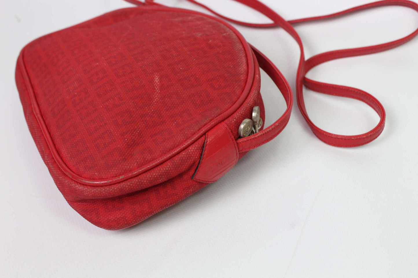 Red FENDI monogram bag, canvas material, condition 7/10.