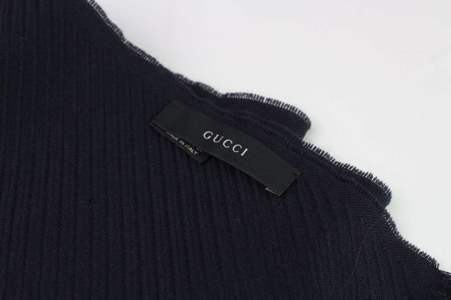 GUCCI blue muffler with monogram design, size 170cm, condition 8/10.
