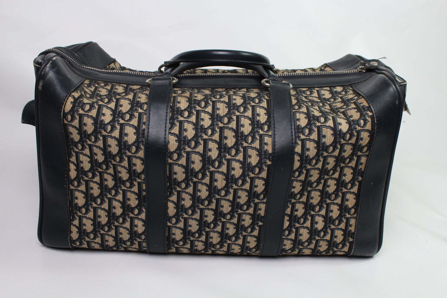 DIOR Keepall Monogram black canvas and leather duffel bag, 50cm, monogram pattern.