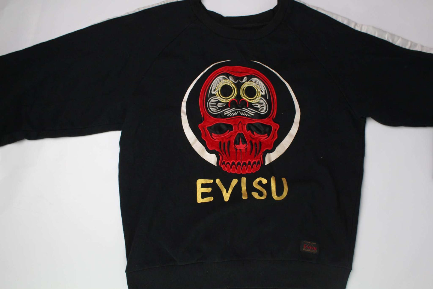 EVISU Crewneck Sweater Black with skull design, size M, in 8/10 condition.