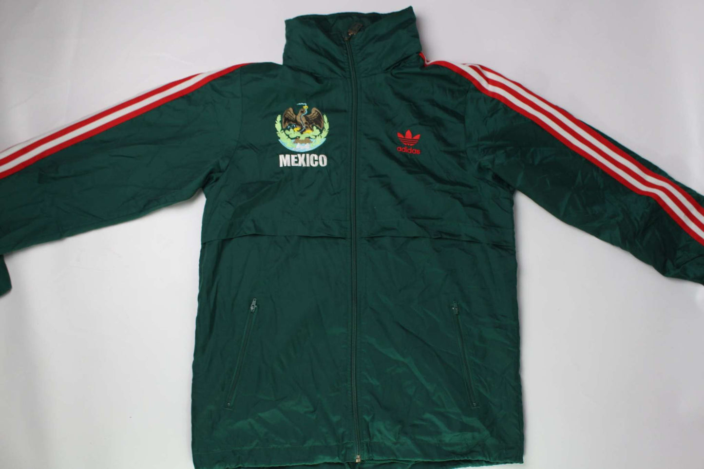 ADIDAS Mexico Track-Jacket Green with red stripes, polyester material, size L.