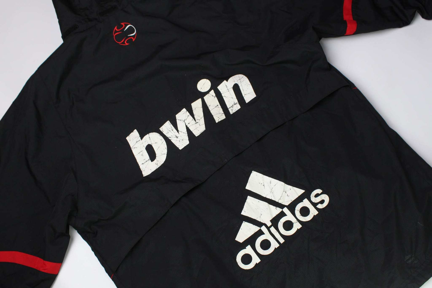 ADIDAS AC Milan Track-Jacket Black, size L, polyester material, black color, slight wear.