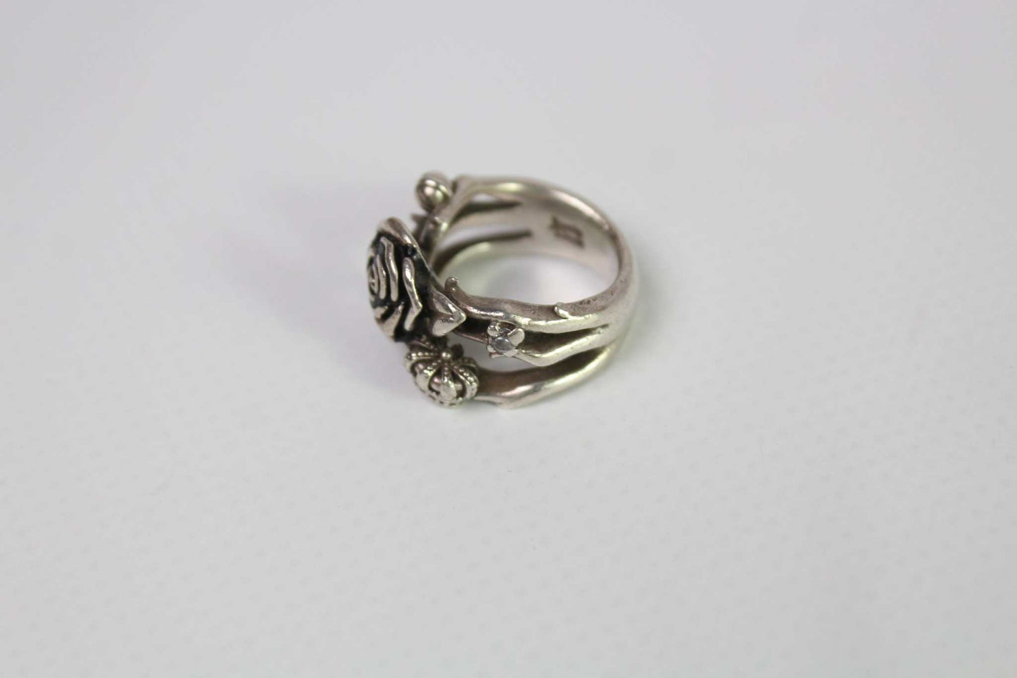 Vintage Ring 925S Rose, XS size, silver, rose design, condition 8/10.