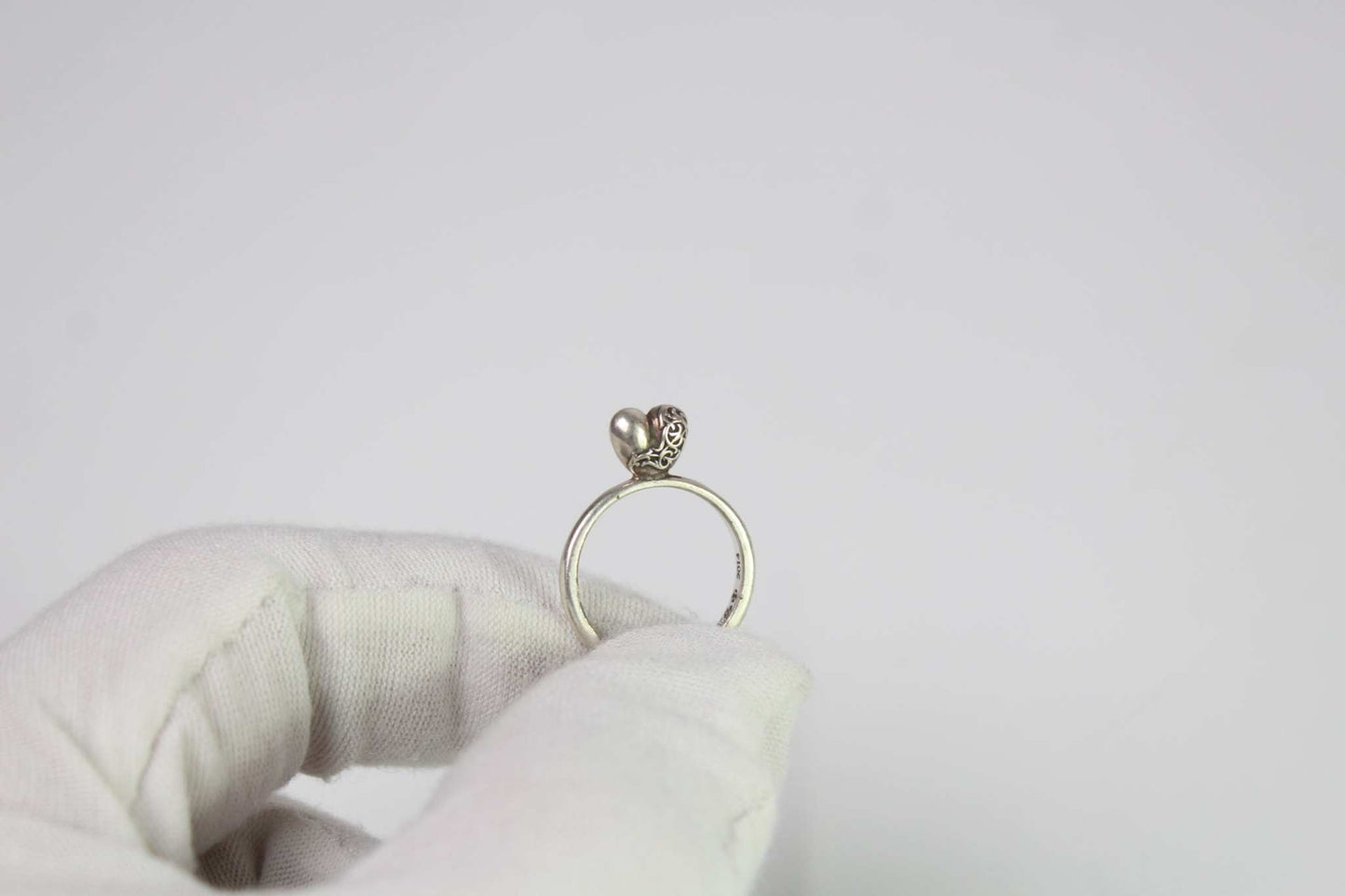 CHROME HEARTS 925S silver heart ring in hand, 9/10 condition