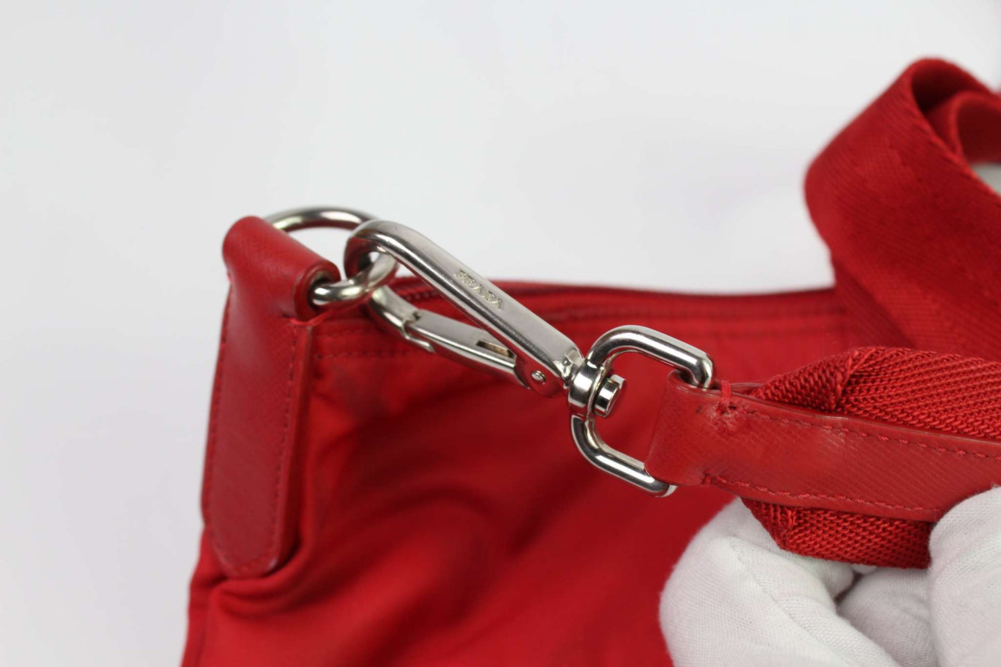 PRADA Slingbag Red with Zipper, nylon material, 8/10 condition.