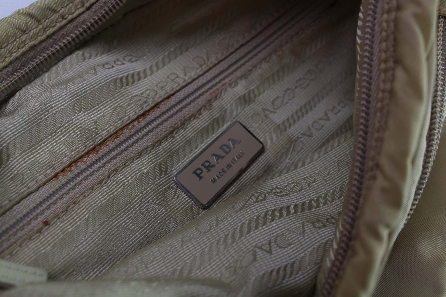 PRADA Crossbody Bag Beige, Nylon, 25x15 cm, Condition 8/10