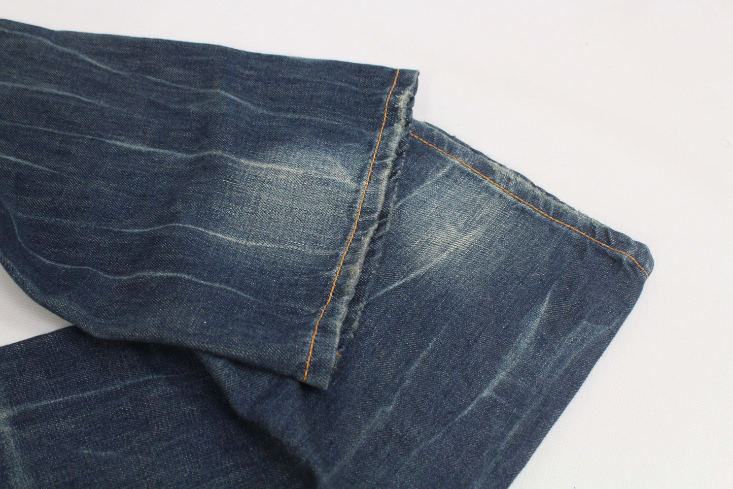 SWELL JEANS Embroidery Flared Denim, blue and orange cotton, size 29-40x107cm, flared fit.