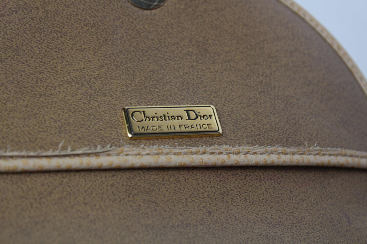 DIOR Beige Sidebag with label "Christian Dior, Made in France" in leather material.
