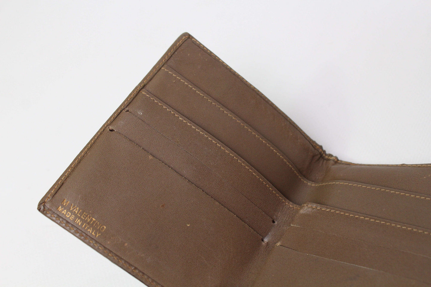 Brown VALENTINO wallet with monogram design, size 10x10, condition 6/10 exterior, 8/10 interior.