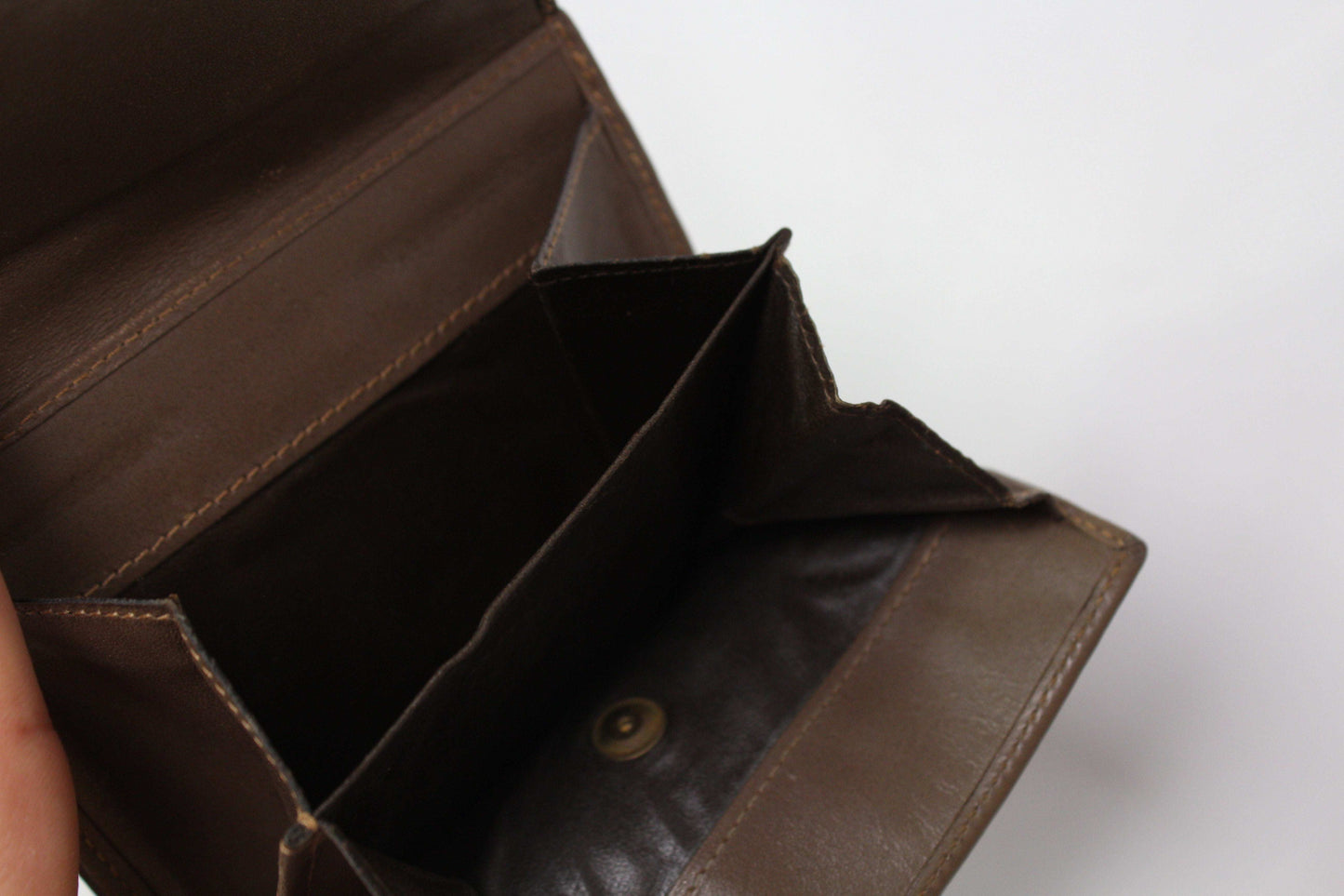 VALENTINO Wallet Monogram, brown, size 10x10, open interior view, condition 6/10 outside and 8/10 inside.
