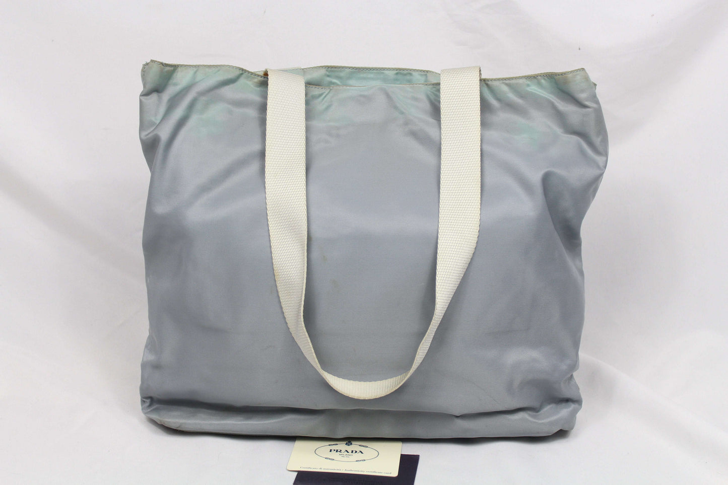 Prada Shopper Babyblue Side Emblem, 45x30 cm, 100% Nylon, condition 7/10.