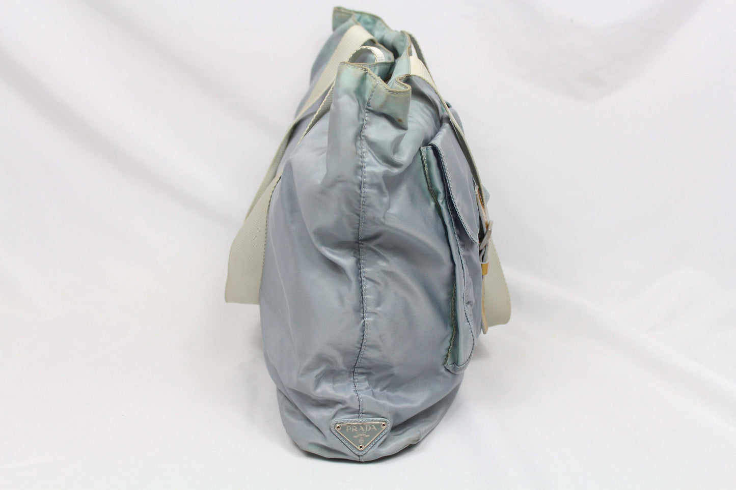 Prada Shopper Babyblue Side Emblem, 45x30 cm, 100% Nylon, 7/10 condition.