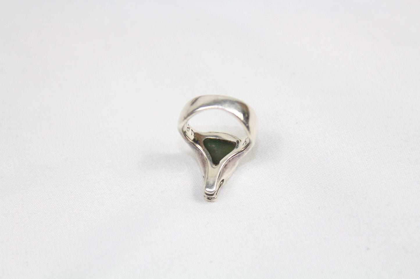 Silver wolf ring, 16mm size, good condition.