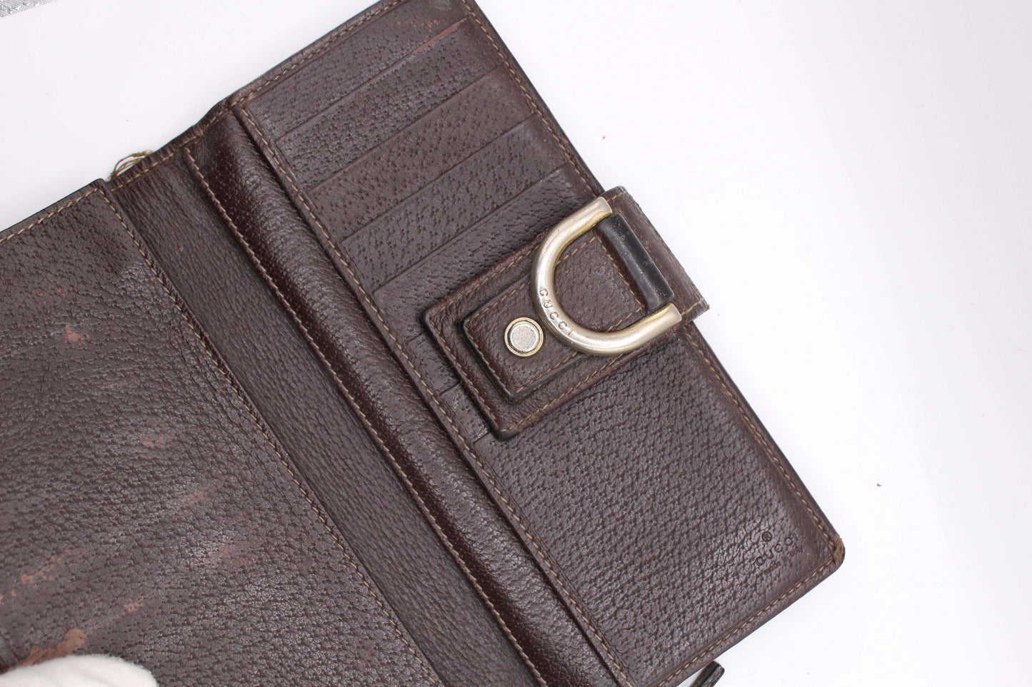 GUCCI Longwallet Monogram Brown/Cream, canvas and leather, 20x10cm, condition 7-8/10, brown with silver details.