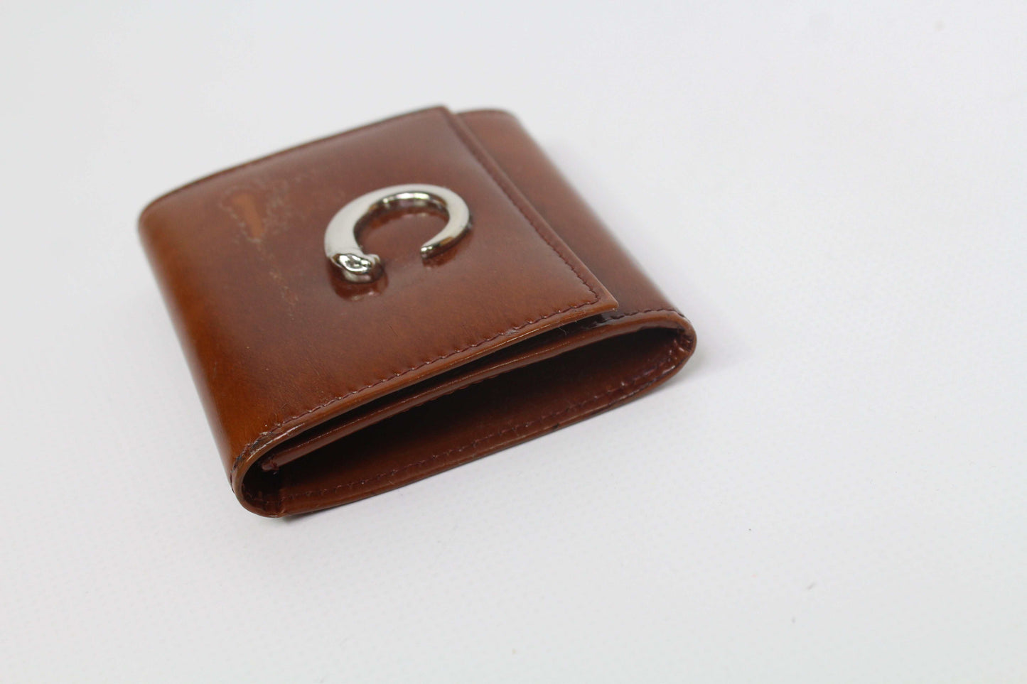 Cartier Portmonee Orange leather wallet, dark orange, 8x8cm, with box, condition 7/10.