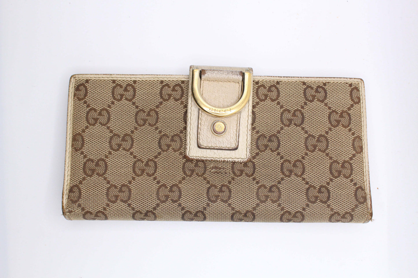 GUCCI Longwallet Monogram Brown/Cream, canvas leather design.