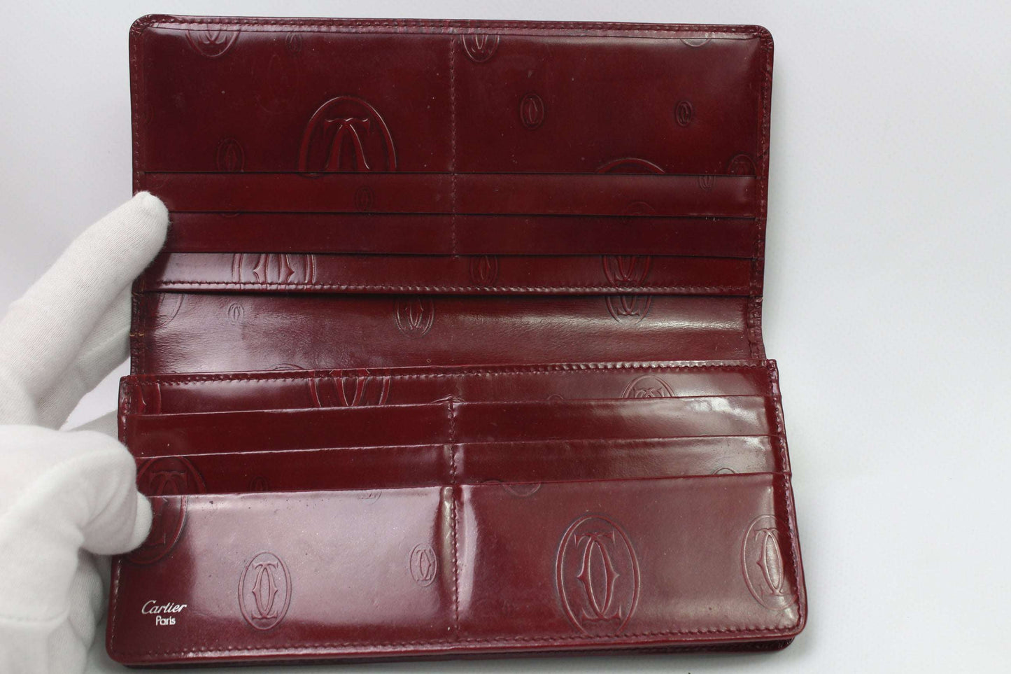 CARTIER Leather Longwallet Bordeaux | LAYZSSHOP | Cartier Vintage