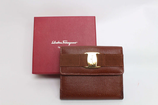 SALVATORE FERRAGAMO Leather Portemonnaie Brown | LAYZSSHOP | Salvatore Ferragamo Vintage