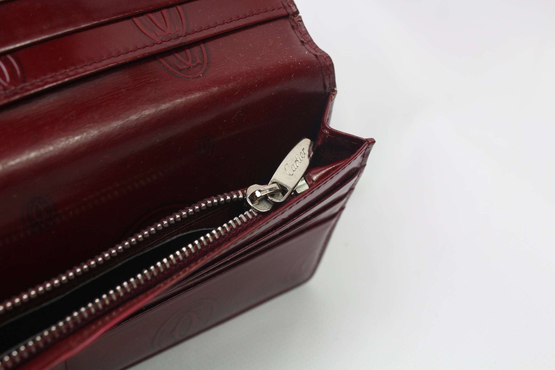 CARTIER Leather Longwallet Bordeaux | LAYZSSHOP | Cartier Vintage