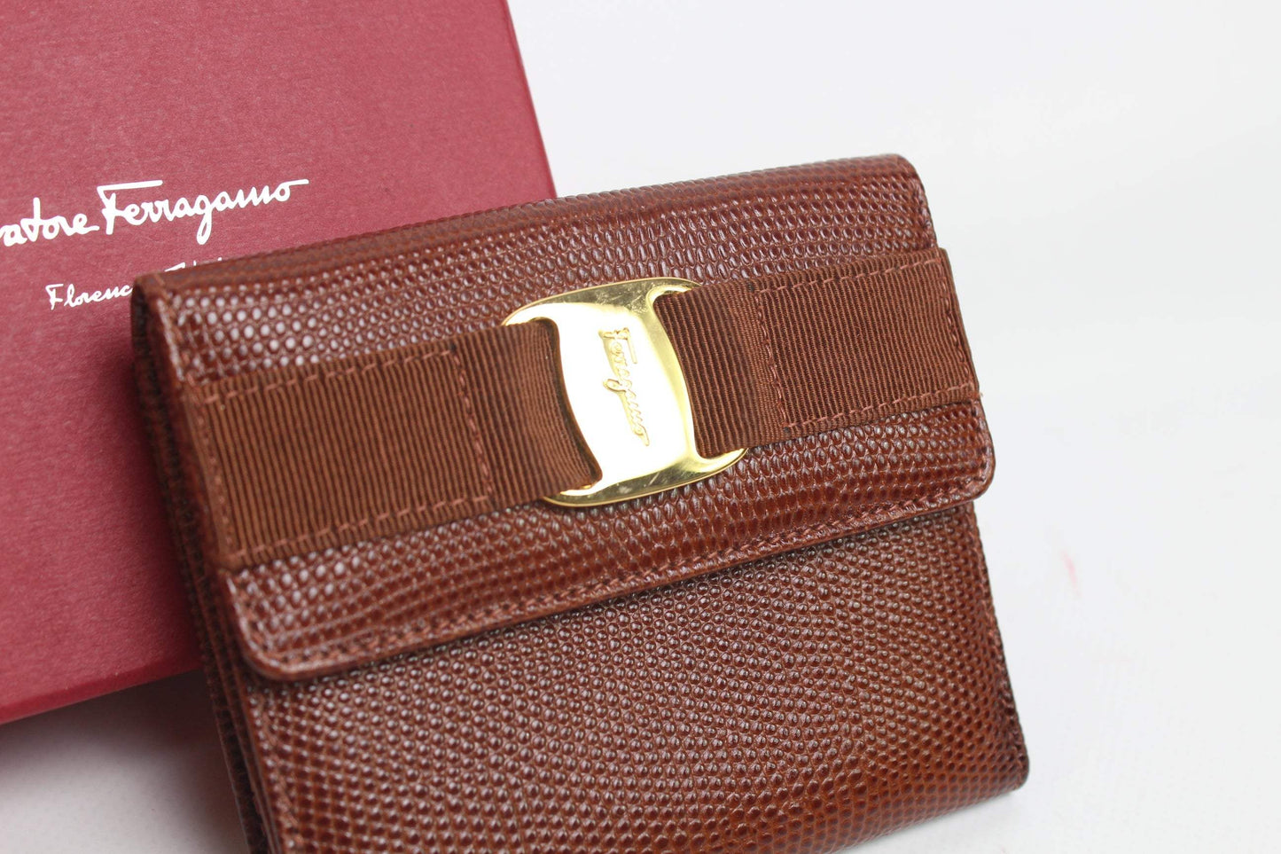 SALVATORE FERRAGAMO Leather Portemonnaie Brown | LAYZSSHOP | Salvatore Ferragamo Vintage