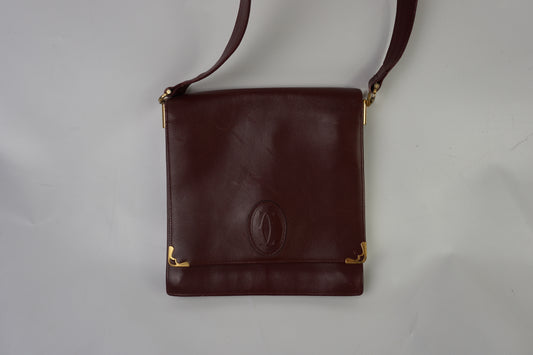 CARTIER Leather Sidebag Bordeaux | LAYZSSHOP | Cartier Vintage