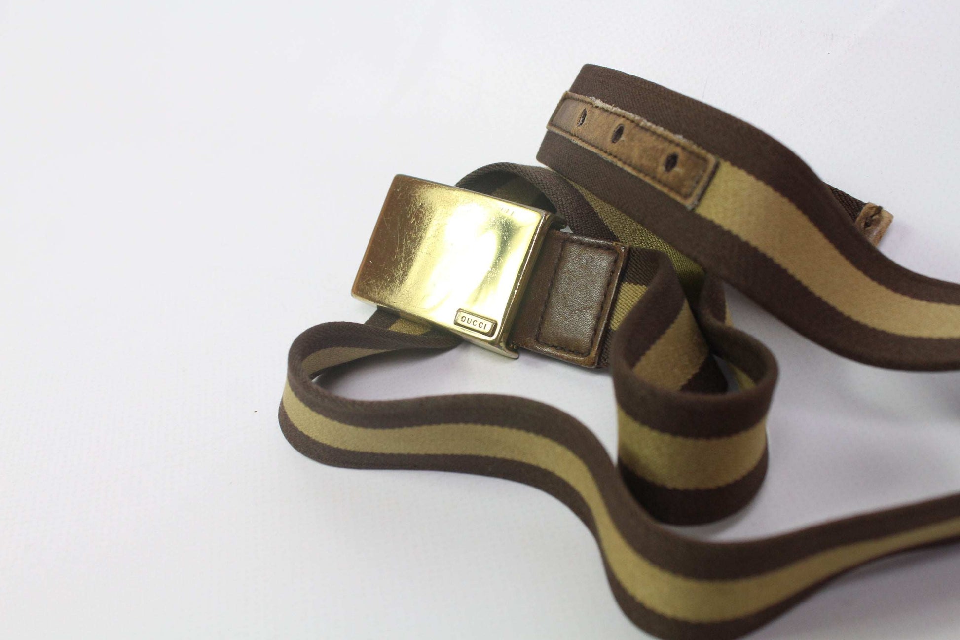 GUCCI Brown Fabric Belt | LAYZSSHOP | Gucci Vintage