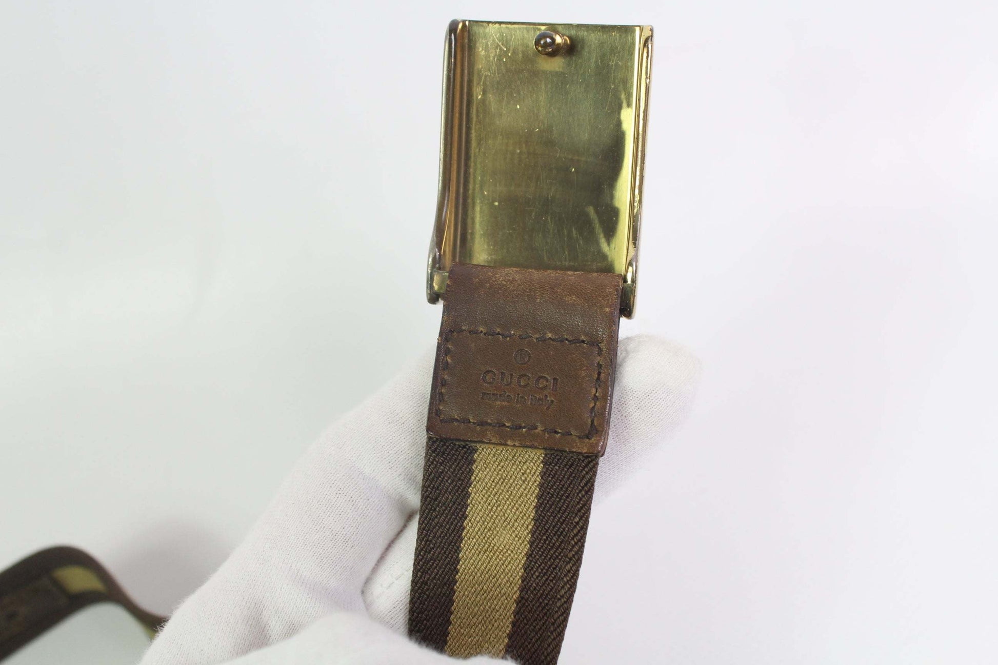 GUCCI Brown Fabric Belt | LAYZSSHOP | Gucci Vintage