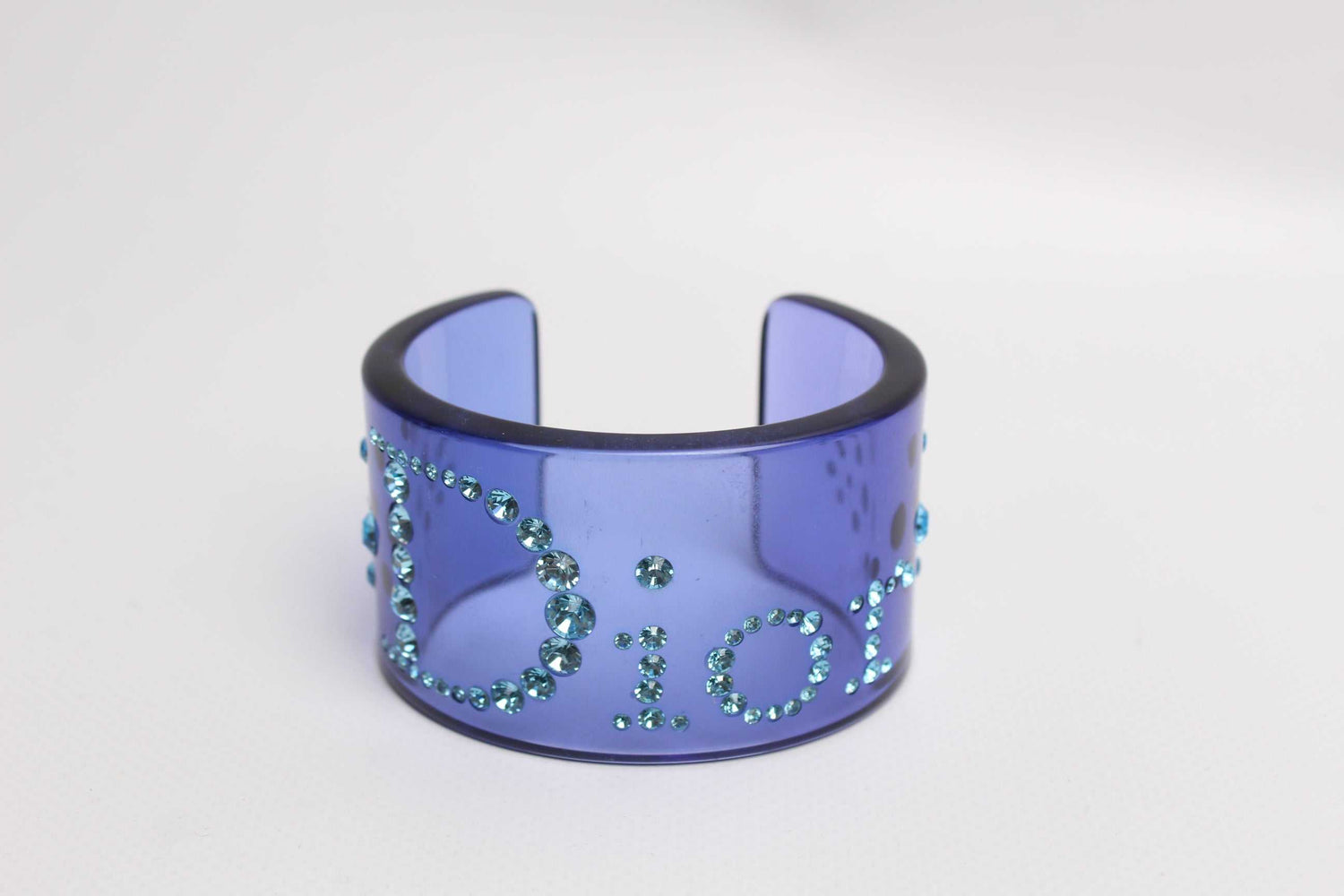 CHRISTIAN DIOR Resin Stud Logo Cuff Bracelet Blue | LAYZSSHOP | Dior Vintage